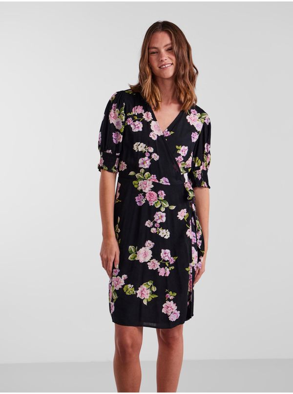 Pieces Black Women's Floral Wrap Dress Pieces Tala - Women's