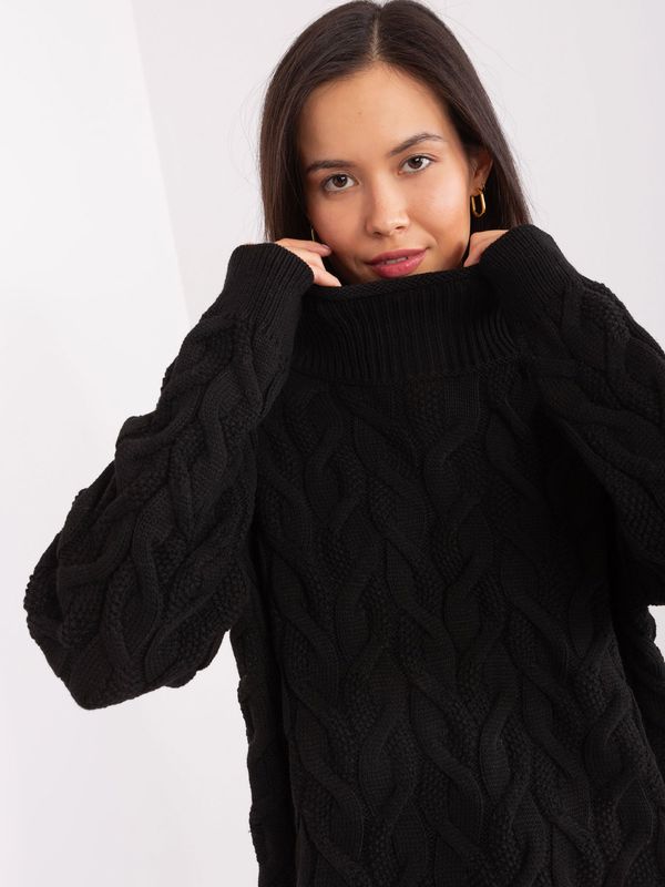 Fashionhunters Black women's knitted turtleneck sweater