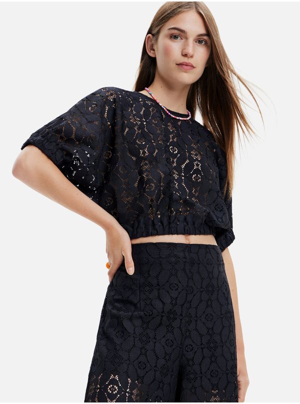 DESIGUAL Black Womens Lace Top Desigual Lucca - Women