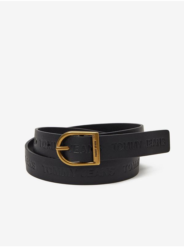 Tommy Hilfiger Black Women's Leather Belt Tommy Jeans Logo Fashion Belt - Women