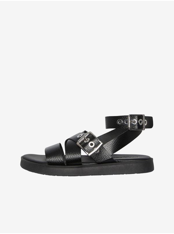 Pieces Black Women's Leather Sandals Pieces Shela - Women