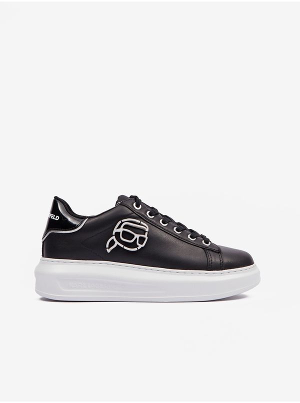 Karl Lagerfeld Black Women's Leather Sneakers KARL LAGERFELD Kapri NFT Outline - Women's