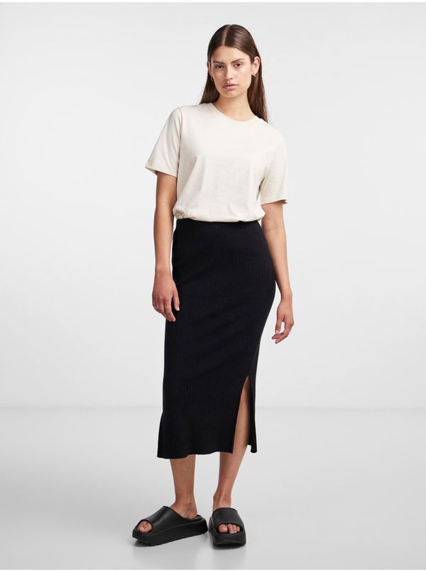 Pieces Black Women's Midi Sweater Skirt Pieces Crista - Women