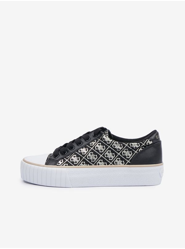 Guess Black Womens Patterned Sneakers Guess Nortin - Women