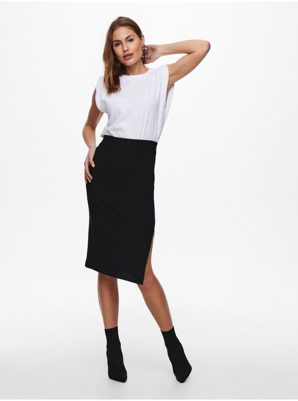 Only Black Women's Ribbed Pencil Skirt ONLY Emma - Ladies