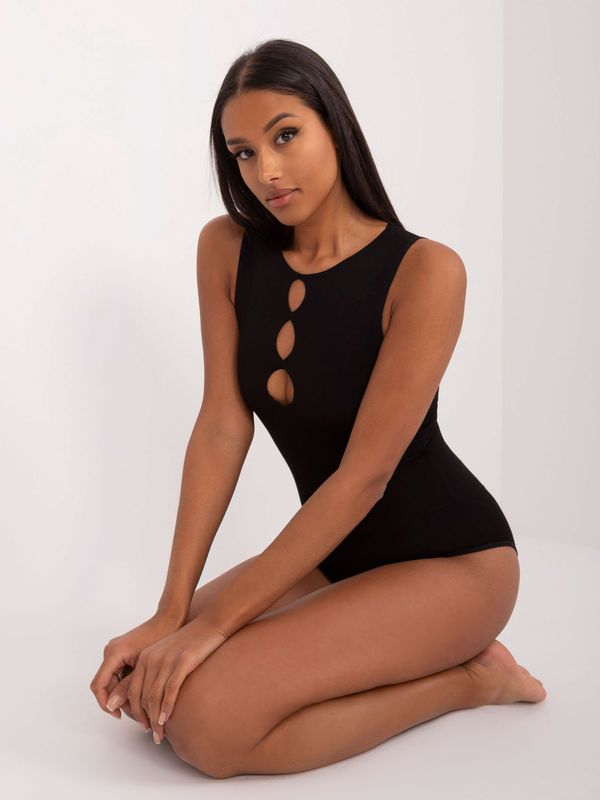 Fashionhunters Black women's sleeveless bodysuit