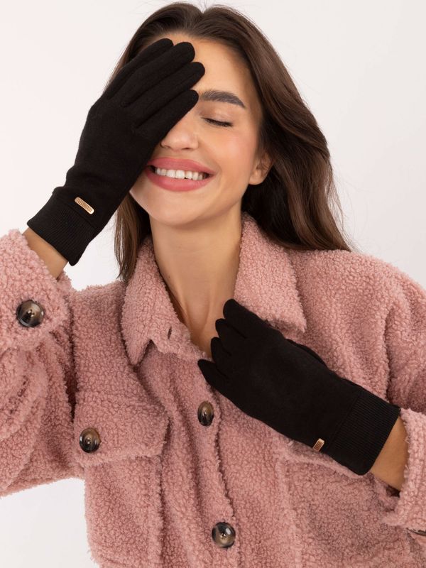 Wool Fashion Italia Black women's smartphone gloves