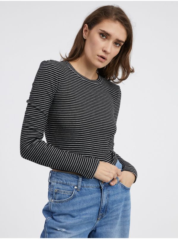 Noisy May Black Women's Striped Long Sleeve T-Shirt Noisy May Posy - Women