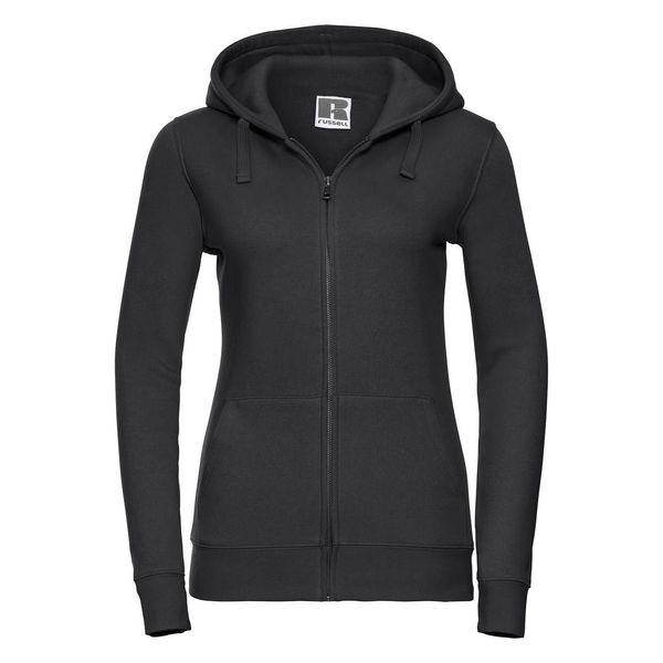 RUSSELL Black women's sweatshirt with hood and zipper Authentic Russell