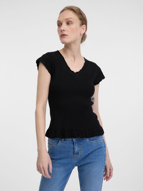 Orsay Black women's T-shirt with short sleeves ORSAY