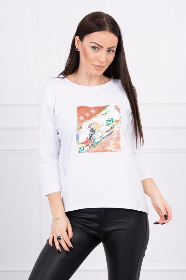 Kesi Blouse with 3D Bird white graphics