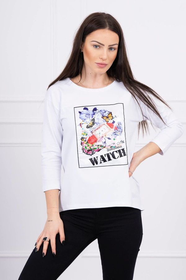 Kesi Blouse with 3D Watch graphics white