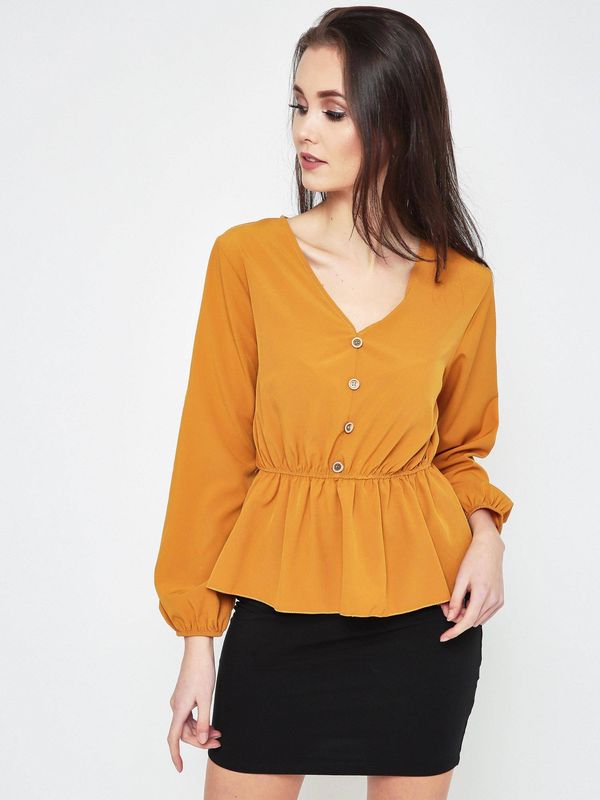 Yups Blouse with buttons and neckline in mustard v-neck