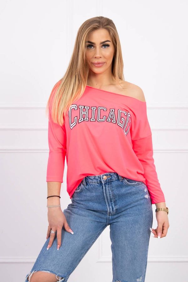 Kesi Blouse with Chicago pink neon print