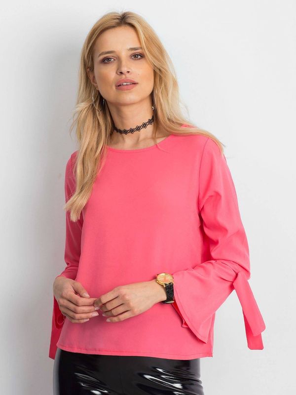 Yups Blouse with flared tied sleeves coral