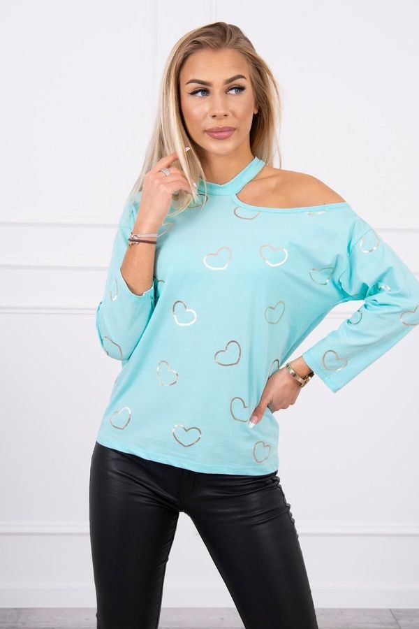 Kesi Blouse with heart mint print