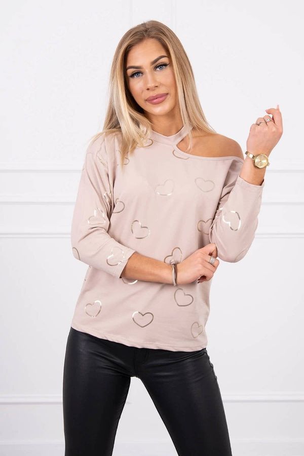 Kesi Blouse with heart print beige