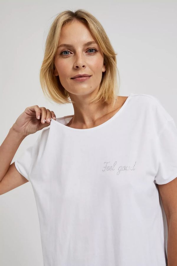 Moodo Blouse with inscription white - white