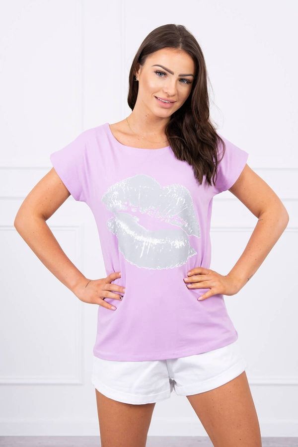 Kesi Blouse with purple lip print