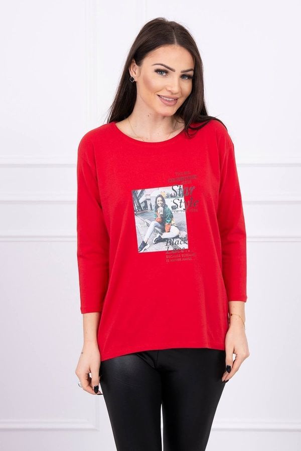 Kesi Blouse with Star Style print red