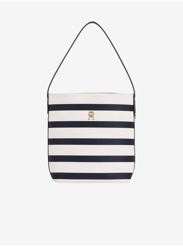 Tommy Hilfiger Blue and Cream Ladies Striped Handbag Tommy Hilfiger - Women