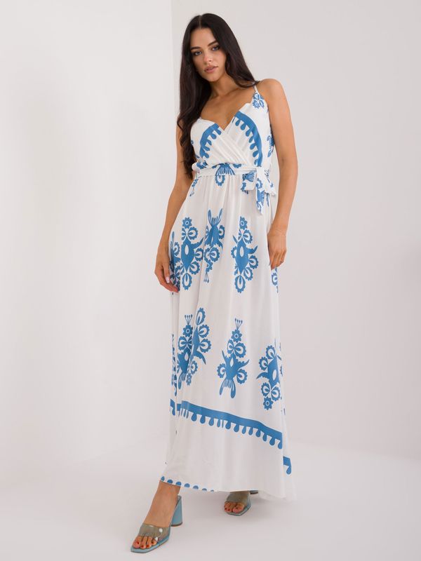 Fashionhunters Blue and white flowing dress with patterns