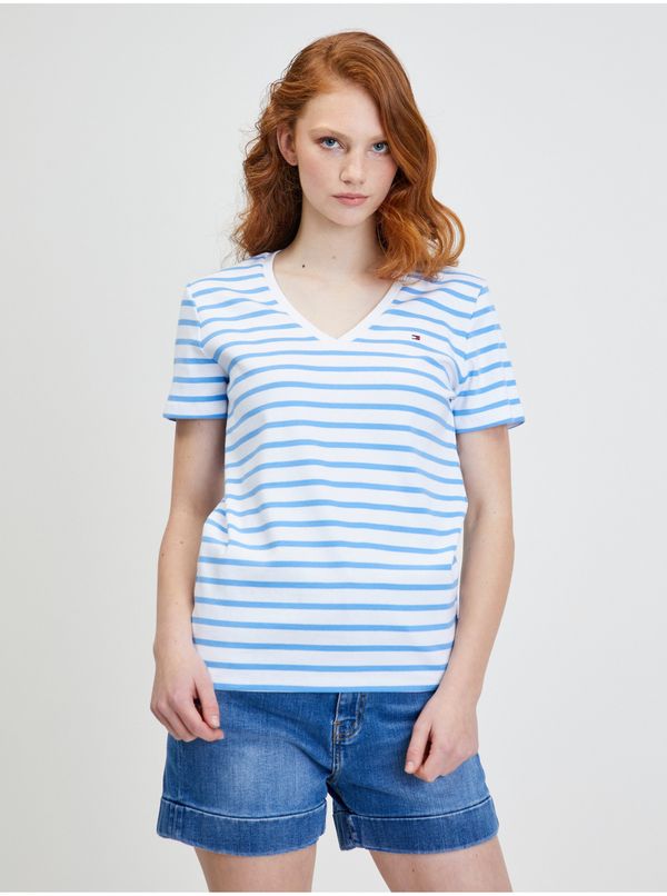 Tommy Hilfiger Blue and White Ladies Striped T-Shirt Tommy Hilfiger - Women