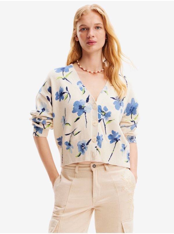 DESIGUAL Blue-beige women's floral cardigan Desigual Mantis - Women