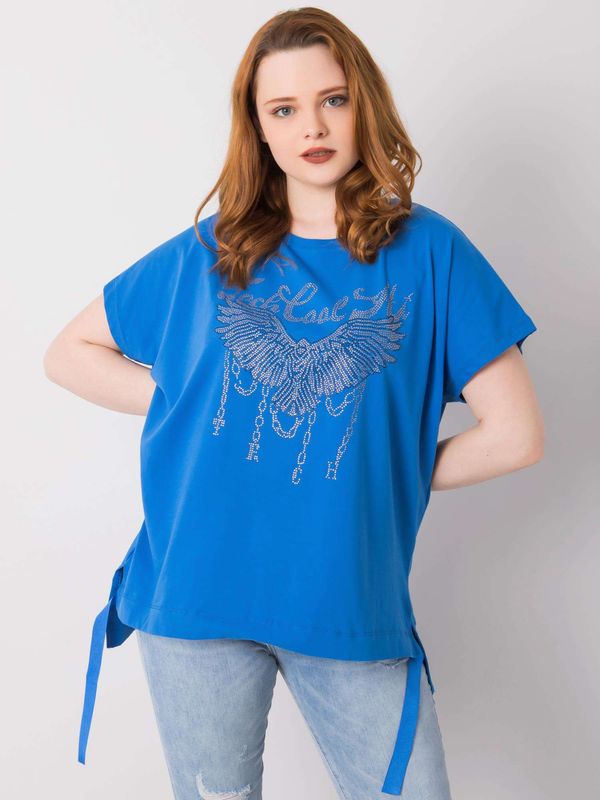 Fashionhunters Blue blouse of loose cut plus sizes