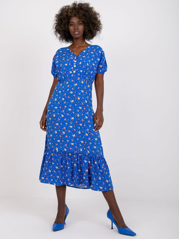 Fashionhunters Blue dress with viscose print RUE PARIS