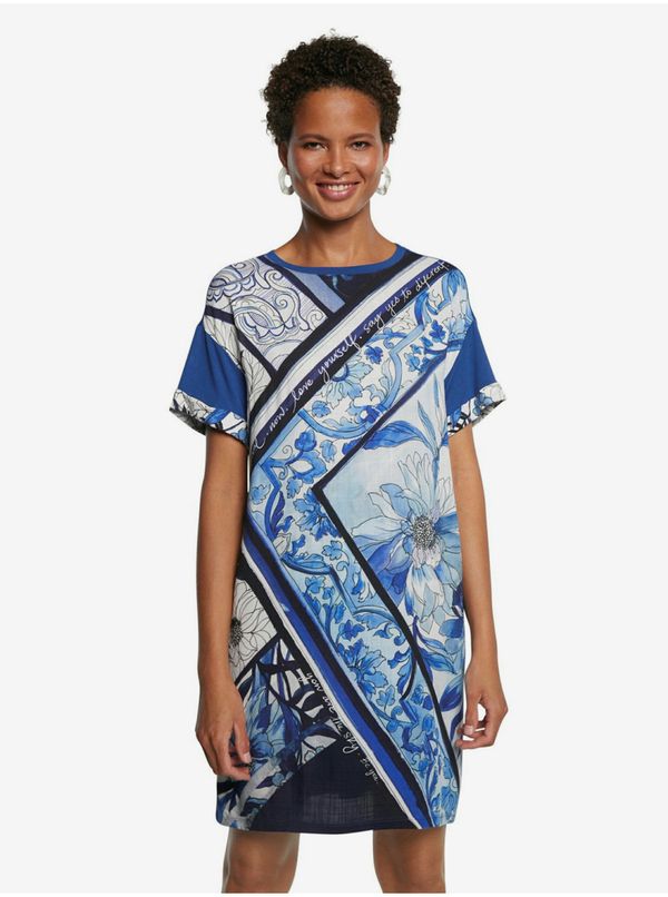 DESIGUAL Blue Floral Dress Desigual Vest Solimar - Women
