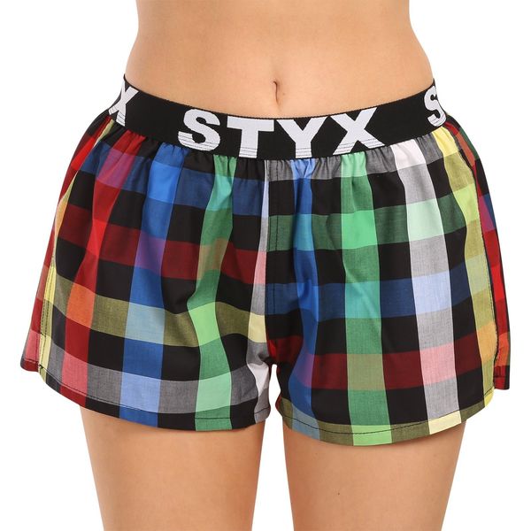 STYX Blue-green women's plaid boxer shorts Styx
