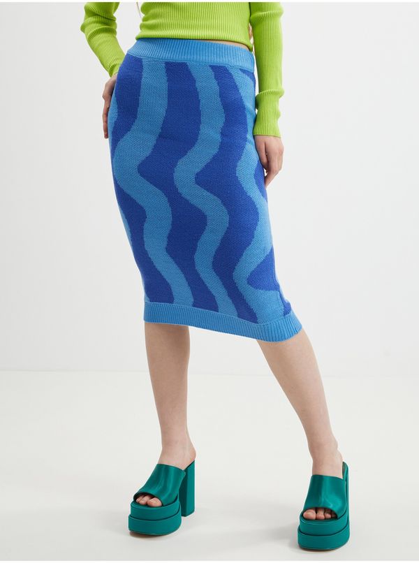 Noisy May Blue Ladies Patterned Sweater Midi Skirt Noisy May Cosmic - Women