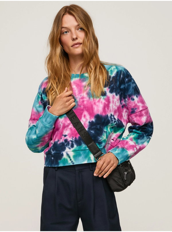 Pepe Jeans Blue-pink ladies batik sweatshirt Pepe Jeans Mery - Ladies
