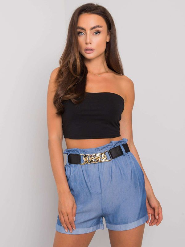 Fashionhunters Blue shorts with rolled-up trousers
