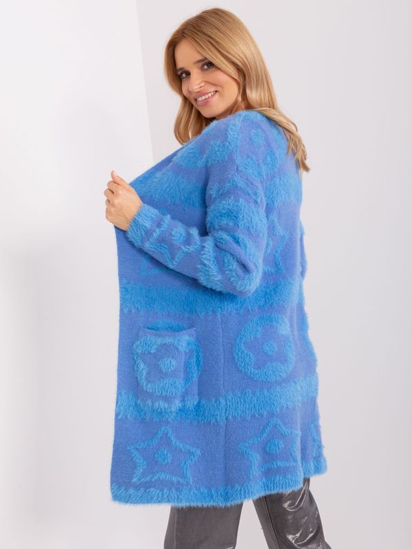 Fashionhunters Blue women's cardigan with patterns