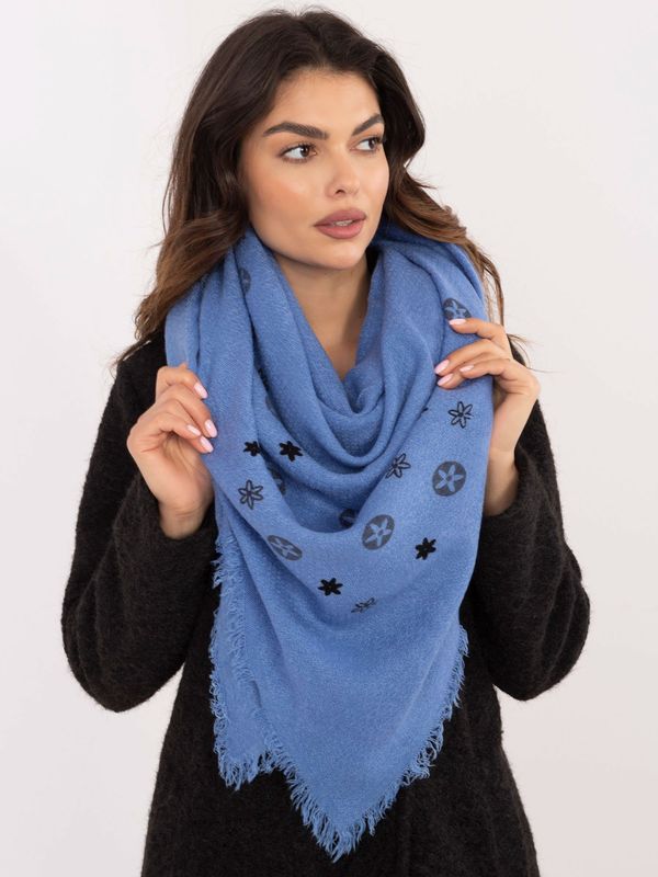 Fashionhunters Blue women's scarf with fringe