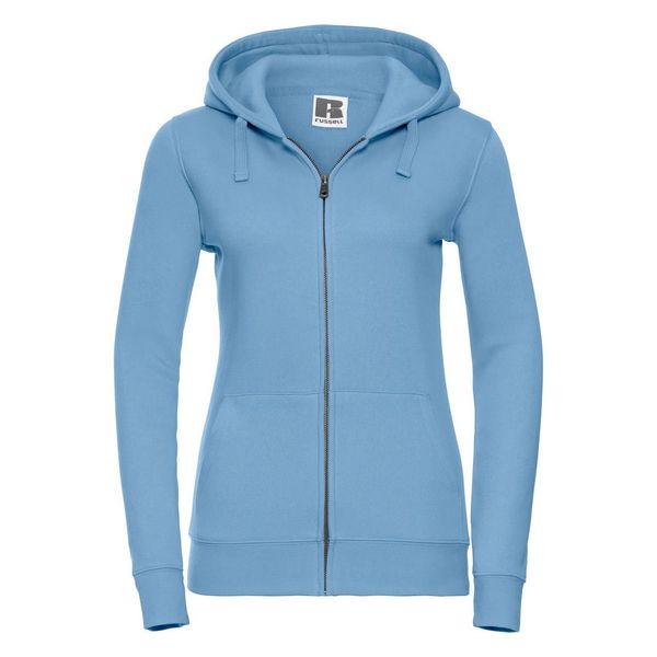RUSSELL Blue women's sweatshirt with hood and zipper Authentic Russell
