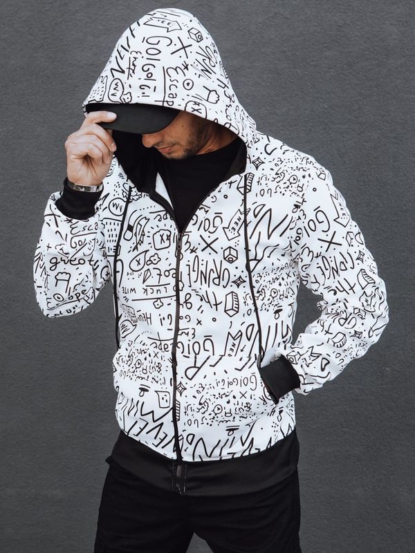 DStreet Bluza męska rozpinana z kapturem biała Dstreet