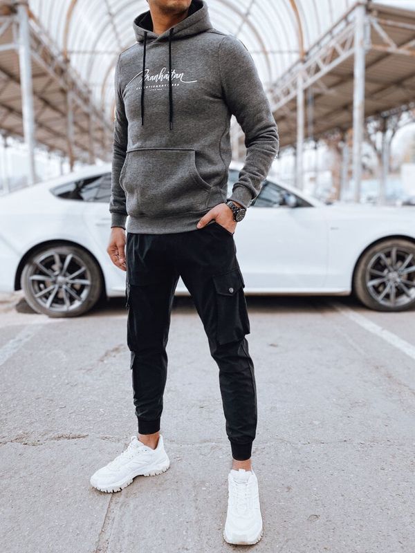DStreet Bluza męska z kapturem antracytowa Dstreet