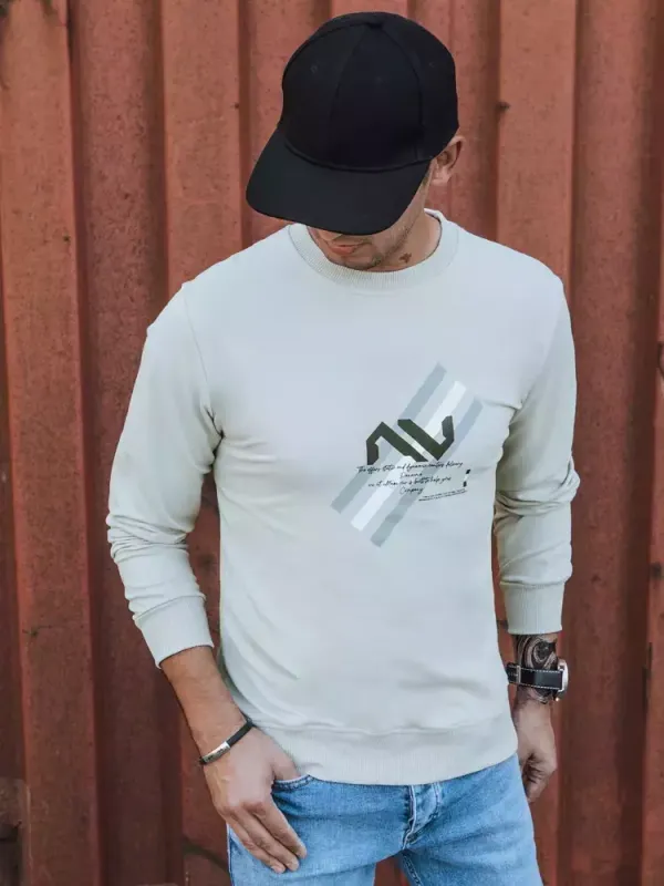 DStreet Bluza męska z nadrukiem beżowa Dstreet