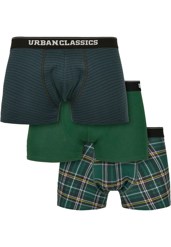 Urban Classics Boxer Shorts 3-Pack dgrn plaidaop+btlgrn/dblu+dgrn