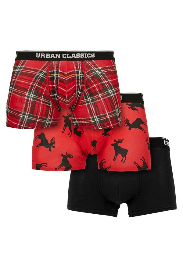 Urban Classics Boxer shorts 3-pack red plaid aop+moose aop+blk