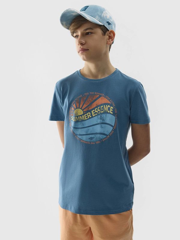 4F Boys' regular T-shirt with 4F print - denim