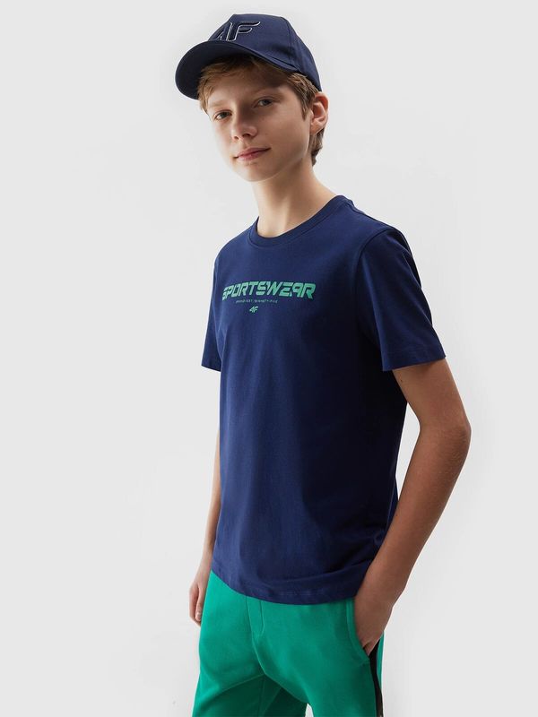 4F Boys' T-shirt with 4F print - navy blue