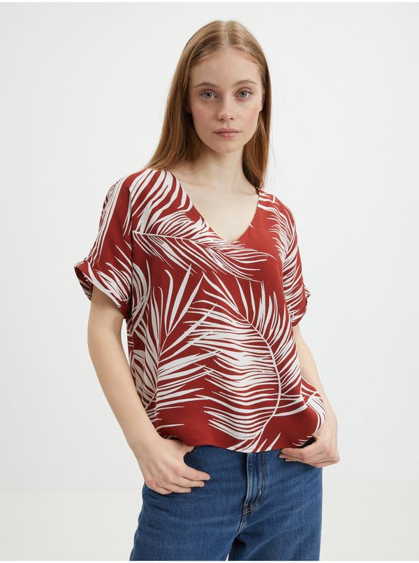 Only Brick patterned blouse ONLY Augustina - Women