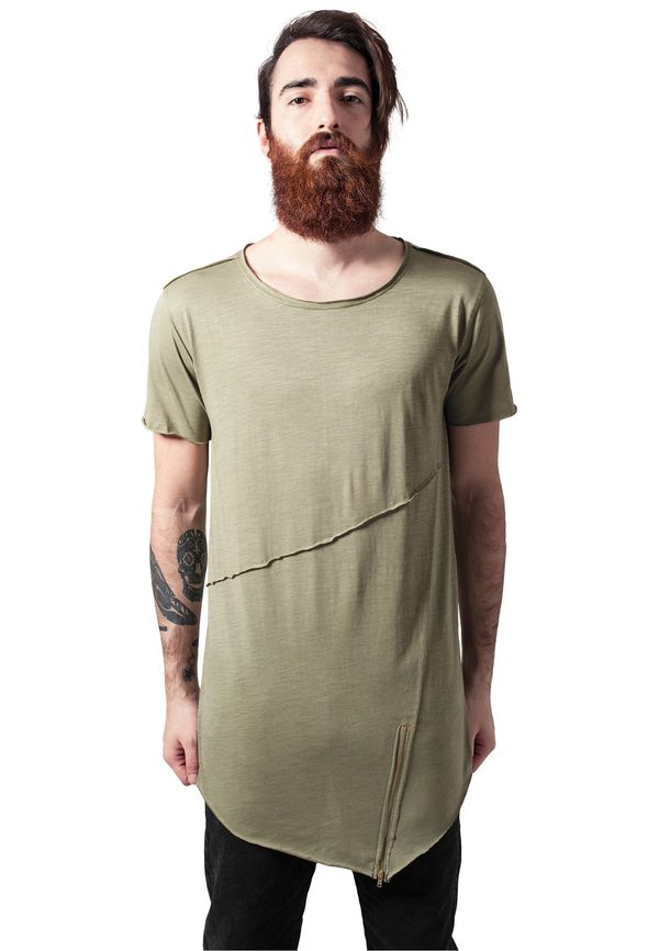 UC Men Bright olive T-shirt with a long front zipper with an open brim