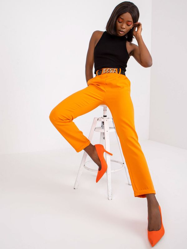 Fashionhunters Bright orange suit trousers with decorative Seville belt