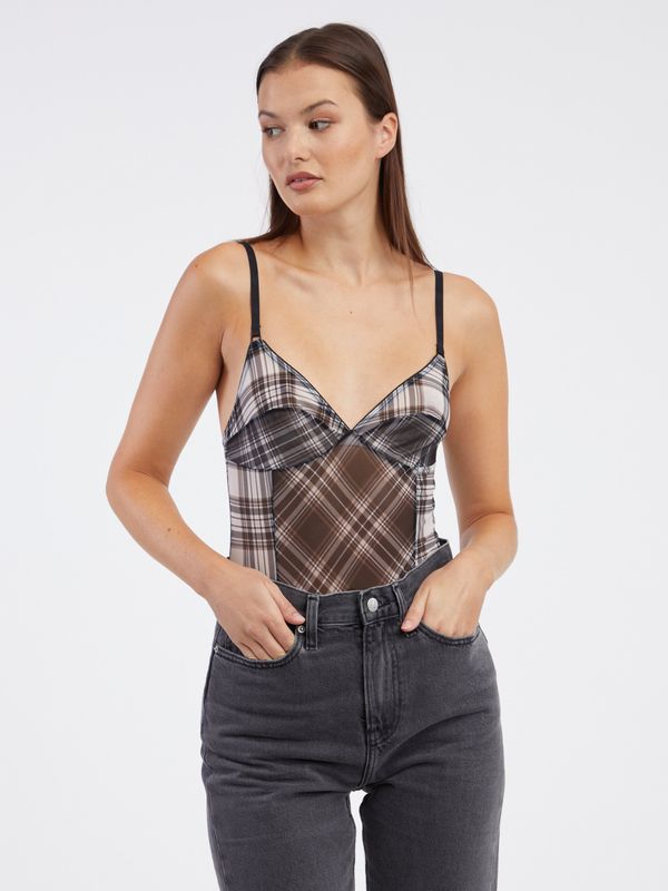 Diesel Brown and White Women's Patterned Diesel Bodysuit