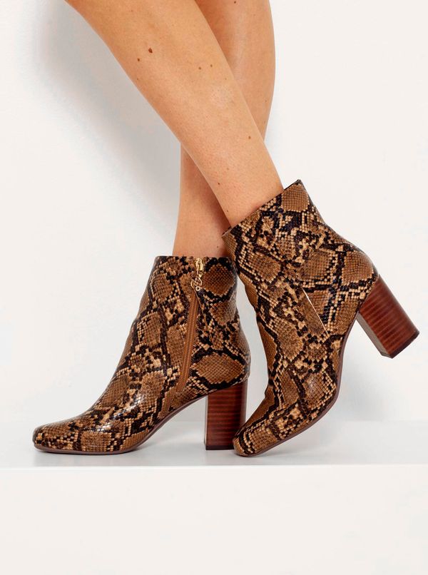 CAMAIEU Brown Ankle Boots with Animal Pattern CAMAIEU - Women